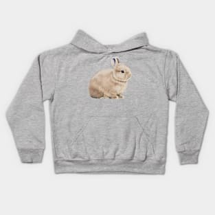 Cottagecore Beige White Otter Netherland Dwarf Rabbit Kids Hoodie